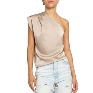 One-Shoulder Satin Top Know One Cares